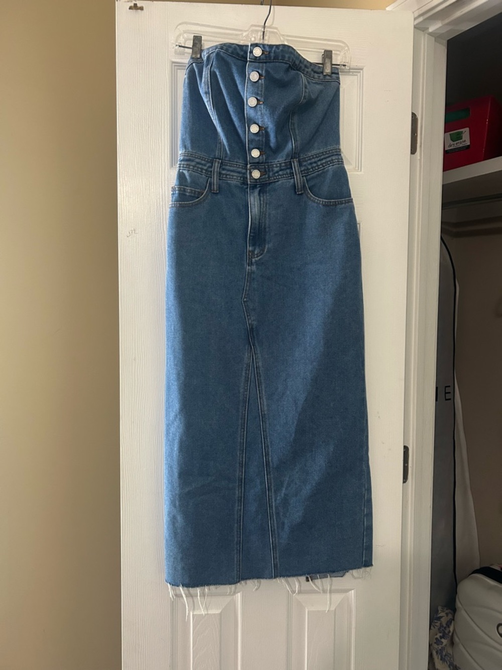 Sincerely Jules Light Blue Denim Jumpsuit with Smocked Waist